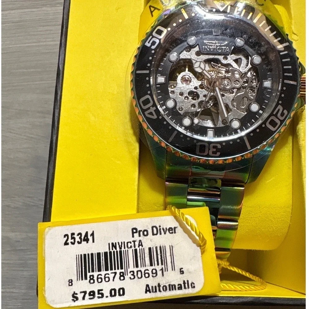 Invicta 25341 ProDiver Automatic Skeleton Dial Rainbow Stainless Steel Men Watch